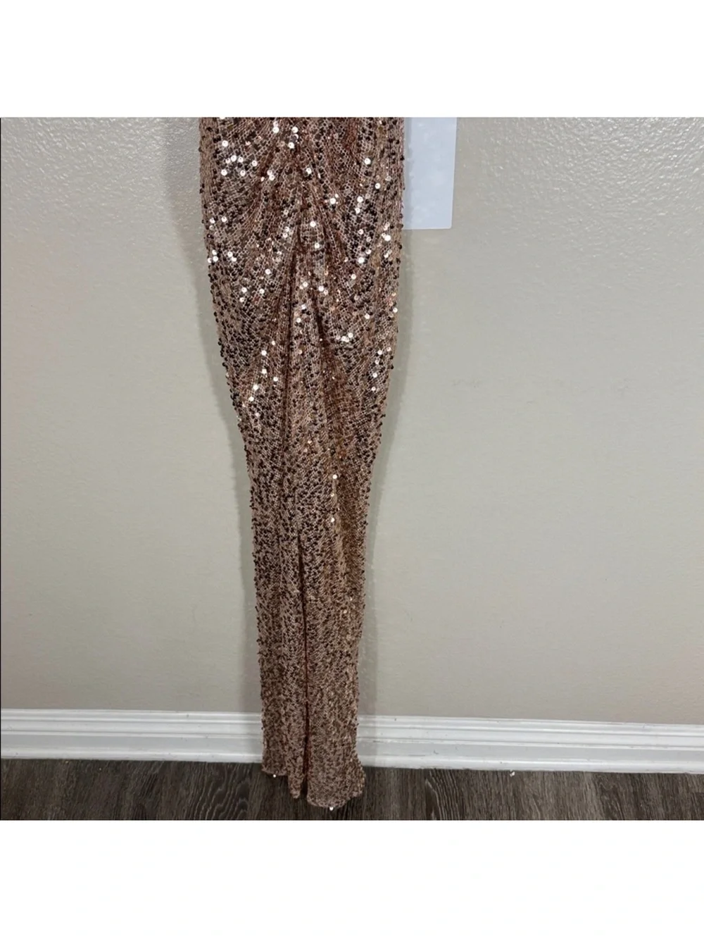 Delfi Collective Avelie Ruched Sequin Dress in Nude - Picture 9 of 15